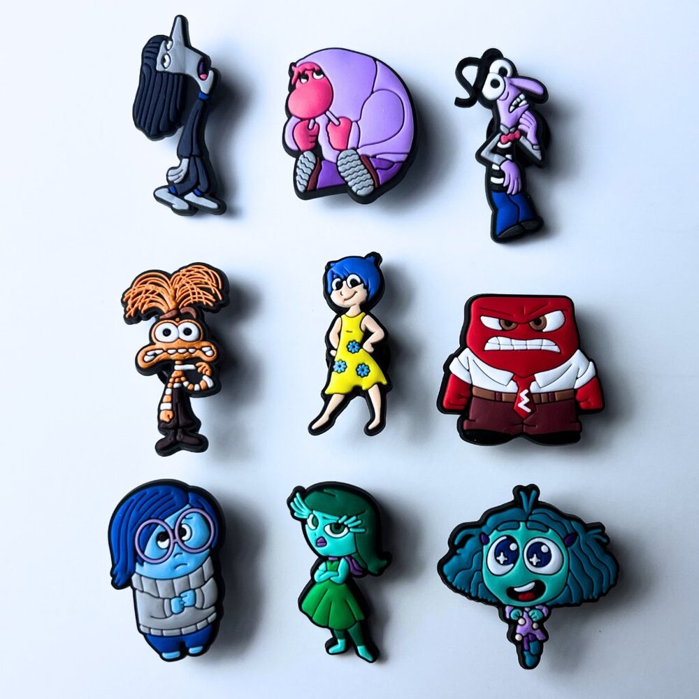 Inside Out Crocs Charms – Set of 9 | Clog Charms for Kids | Cartoon Crocs